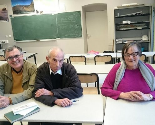 P. Bergounioux et des condisciples dans sa salle d'hypokhâgne